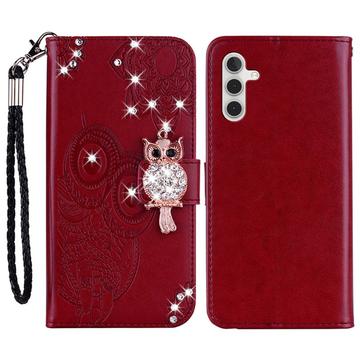 Samsung Galaxy S23 FE Uil Strass Portemonnee Hoesje - Rood