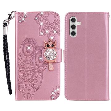 Samsung Galaxy S23 FE Uil Strass Portemonnee Hoesje - Roségoud