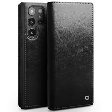 Samsung Galaxy S23 Ultra 5G Qialino Classic Wallet Leren Hoesje - Zwart