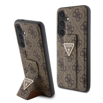 Guess Galaxy S24 Backcover hoesje Grip Stand 4G – Triangle Strass – Bruin