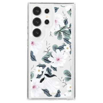 Samsung Galaxy S24 Ultra Fashion TPU hoesje - Witte bloemen