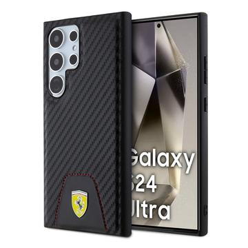 Samsung Galaxy S24 Ultra Backcase hoesje - Ferrari - Effen Zwart - Kunstleer