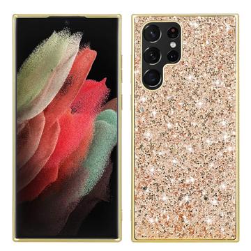 Samsung Galaxy S24 Ultra Glitter Series Hybride Hoesje - Goud