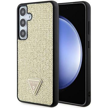 Samsung Galaxy S24+ Guess Rhinestones Triangle Metal Logo Case - Gold