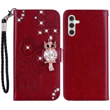 Samsung Galaxy S24+ Uil Strass Portemonnee Hoesje - Rood