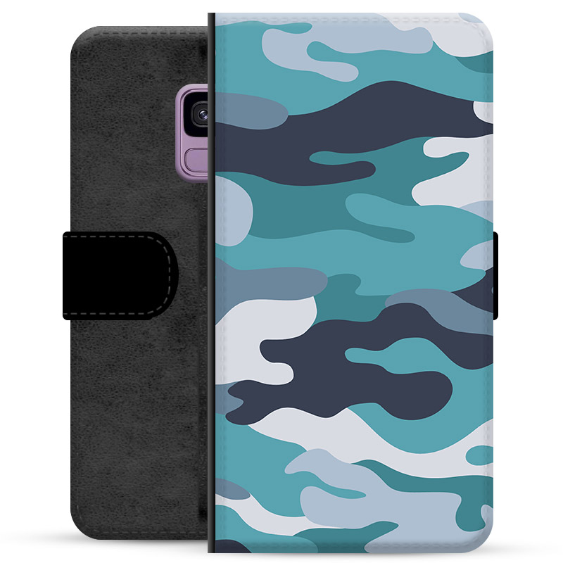 Samsung Galaxy S9 Premium Portemonnee Hoesje - Blauw Camouflage