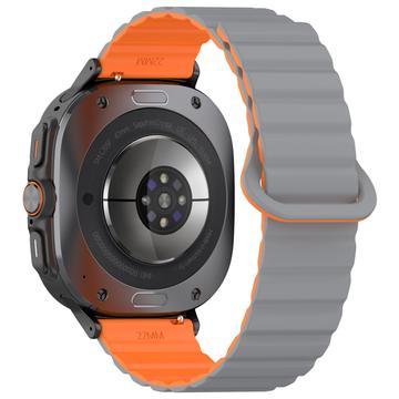 Samsung Galaxy Watch Ultra Magnetische Siliconen Sportband - 47mm - Grijs / Oranje