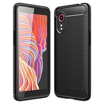 Samsung Galaxy Xcover 5 Geborsteld TPU Hoesje - Koolstofvezel - Zwart