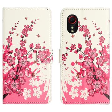 Samsung Galaxy Xcover7 Style Series Portemonnee Hoesje - Roze Bloemen