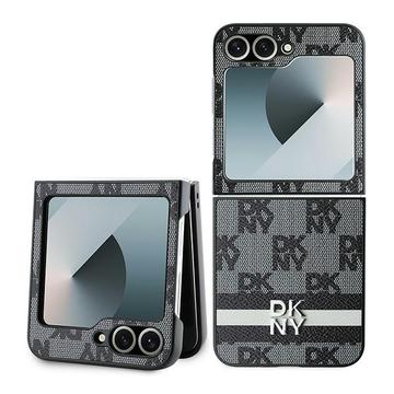 Samsung Galaxy Z Flip6 DKNY Geruit Patroon en Streep Hoesje - Zwart