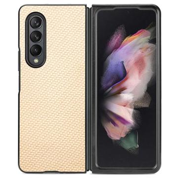 Samsung Galaxy Z Fold4 Hybride Hoesje - Koolstofvezel - Geel