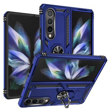 Samsung Galaxy Z Fold4 Hybrid Case met Metalen Standaard - Blauw