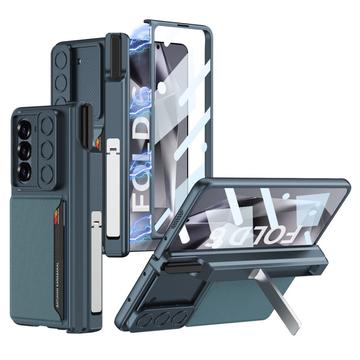 Samsung Galaxy Z Fold6 GKK Magnetische Hybride Hoesje met Kaarthouder, Camera Slider - Groen