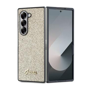 Samsung Galaxy Z Fold6 Guess Glitter Flakes Metal Logo Hybride Hoesje - Goud