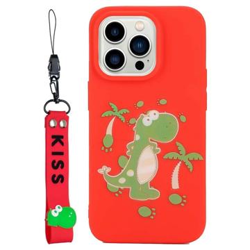 Kiss Serie iPhone 14 Pro TPU Hoesje met Band - Dinosaurus