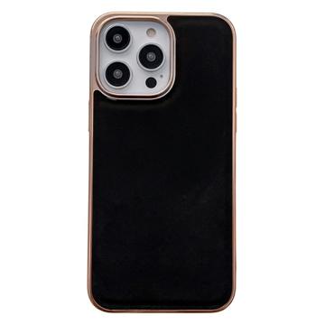 Silky Series iPhone 14 Pro Max Leren Gecoate Case - Zwart