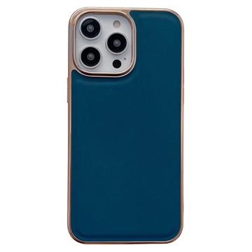 Silky Series iPhone 14 Pro Max Leren Gecoate Case - Blauw