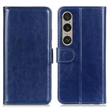 Sony Xperia 1 VI Portemonnee Hoesje met Magnetische Sluiting - Donkerblauw