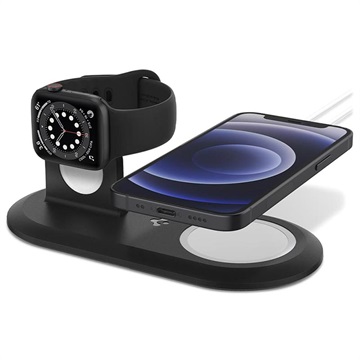 Spigen MagFit Duo-oplaadstation voor Apple MagSafe, Apple Watch - Zwart