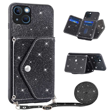 Stardust iPhone 14 Cover met Kaarthouder - Zwart