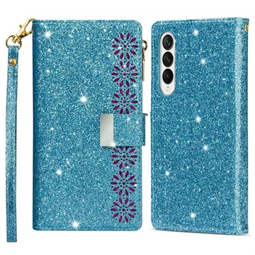 Starlight Series Samsung Galaxy Z Fold4 Portemonnee Hoesje - Blauw