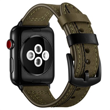 Apple Watch Series 8/SE (2022)/7/SE/6/5/4/3/2/1 Gestikte Leren Band - 41mm/40mm/38mm - Groen