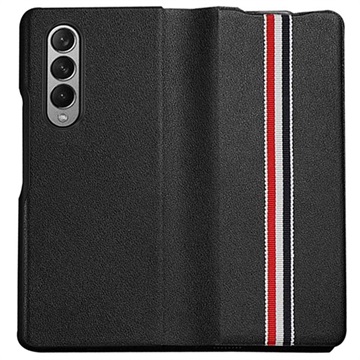 Stripe Series Samsung Galaxy Z Fold4 Leren Bekleed Hoesje - Zwart