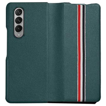 Stripe Series Samsung Galaxy Z Fold4 Leren Bekleed Hoesje - Groen