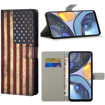 Style Series Motorola Moto G22 Wallet Case - Vintage Amerikaanse vlag