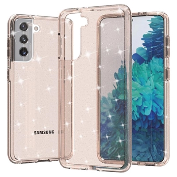 Samsung Galaxy S21 5G Stijlvolle Glitter Series Hybrid Case - Goud