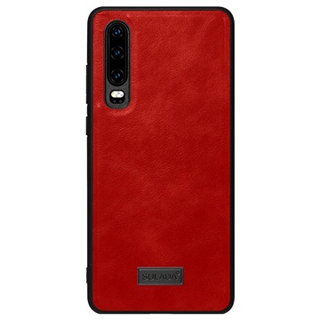 Sulada Leather Coated Huawei P30 TPU Case - Rood