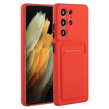 Samsung Galaxy S23 Ultra 5G TPU Case met Kaarthouder - Rood