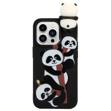 3D Figure-serie iPhone 14 Pro TPU Hoesje - Panda Familie