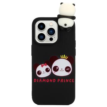 3D Figure-serie iPhone 14 Pro TPU Hoesje - Twee Pandas