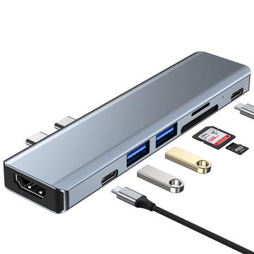 Tech-Protect V5 7-in-1 Multiport USB-C Hub Adapter - Grijs