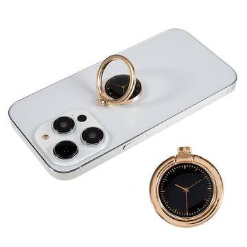 Time Clock Stand Holder Rotatie Ring Grip Ring Bracket Telefoon Ring Holder Compatibel met verschillende smartphones - Goud