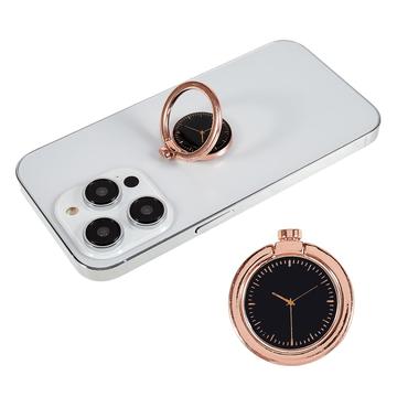 Time Clock Stand Holder Rotatie Ring Grip Ring Bracket Telefoon Ring Holder Compatibel met verschillende smartphones - Rose Gold