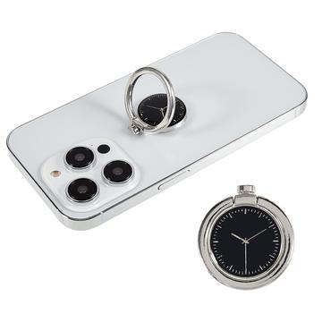 Time Clock Stand Holder Rotatie Ringgreep Ringbeugel Telefoonringhouder Compatibel met verschillende smartphones - Zilver