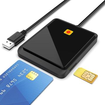 USB 2.0 Slimme Kaartlezer - SIM, ID, Bankpas - Zwart