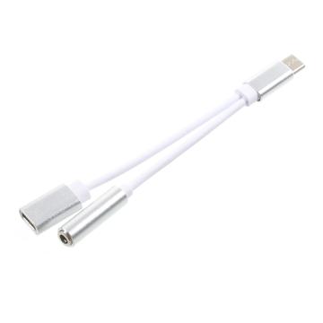 USB-C / 3.5mm Oplaad & Audio-adapter - Zilver