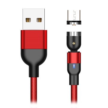 USB2.0 / MicroUSB Draaibare Magnetische Oplaadkabel 2m - Rood