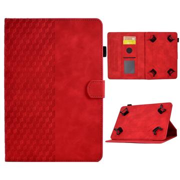 Universele 3D Pattern Smart Tablet Folio Hoes - 10 - Rood