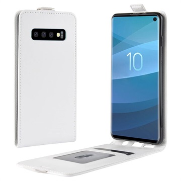 Samsung Galaxy S10 Verticale Flip Case met Kaartsleuf - Wit