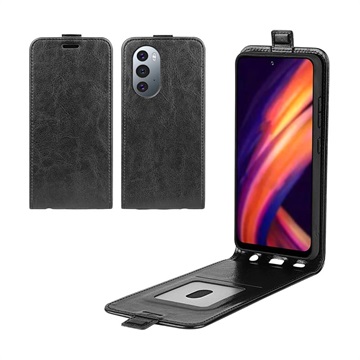 Motorola Edge 30 Ultra Vertical Flip Case met Kaarthouder - Zwart