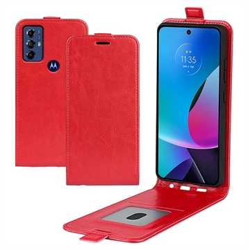 Motorola Moto G Play (2023) Verticale Flip Hoesje met Kaarthouder - Rood