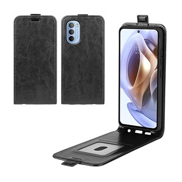 Motorola Moto G31/G41 Verticale Flip Case met Kaarthouder - Zwart