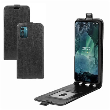 Nokia G21/G11 Verticale Flip Case met Kaarthouder - Zwart