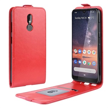 Nokia 3.2 Verticale Flip Case met Kaartsleuf - Rood