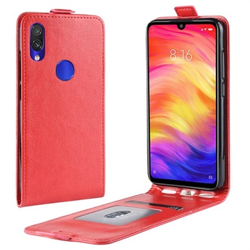 Xiaomi Redmi Note 7, Note 7 Pro Vertical Flip Case met Kaartsleuf - Rood