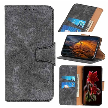 Vintage Series Xiaomi Redmi Note 8 2021 Wallet Case - Grijs